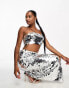 Фото #2 товара Collective the Label Petite bandeau disc sequin crop top co-ord in silver