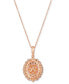 ფოტო #3 პროდუქტის Strawberry Pearl (7mm) & Diamond (7/8 ct. t.w.) Double Halo 18" Pendant Necklace in 14k Rose Gold