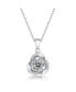Фото #1 товара Sterling Silver White Gold Plated with 1ct Round Moissanite Solitaire Flower Swirl Pendant Necklace