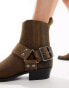 Pull&Bear ankle boot with buckle detail in brown Коричневый, EU 37 - EU37 - фото #3