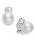 ფოტო #1 პროდუქტის Silver-Tone Glass Pearl and Crystal Clip On Earrings