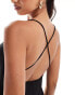 Фото #2 товара ASOS DESIGN skinny tie detail bardot midi dress with cross back in black