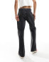 ASOS DESIGN wide flare jeans in washed black Черный, W33 L34 - фото #4