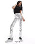 Фото #1 товара River Island Petite straight leg trouser in silver metallic