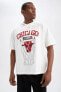 Fit Nba Chicago Bulls Lisanslı Oversize Fit Kapüşonlu Tişört