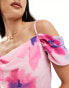 Фото #4 товара Vero Moda off shoulder maxi slip dress in pink floral