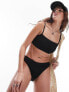 Topshop mix and match crinkle skinny square neck cami bikini top in black 34 - фото #3