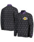 Фото #1 товара Men's Black Los Angeles Lakers In-Field Play Fashion Satin Full-Zip Varsity Jacket