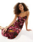 Фото #4 товара ASOS DESIGN tie front cami midi dress with ruched skirt in floral print