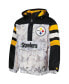 ფოტო #2 პროდუქტის Men's White, Black Pittsburgh Steelers Thursday Night Gridiron Raglan Half-Zip Hooded Jacket