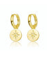 Kids/Young Teens 14K Gold Plated With Star paved on Round Bar Drop Earrings
