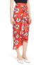 Lewit Faux Wrap Floral Silk Women's Skirt sz. 6 (Red) 149268