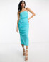 Фото #1 товара Pretty Lavish ruched bandeau midaxi dress in turquoise