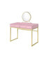 Фото #5 товара Coleen Vanity Desk with Mirror & Jewelry Tray In Pink & Gold Finish