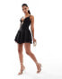 Murci structured cut out corset lace up back mini dress in black