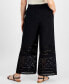 Фото #2 товара Petite Crochet Wide-Leg Pull-On Cotton Pants, Created for Macy's