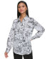 ფოტო #1 პროდუქტის Women's City-Print Long-Sleeve Button-Up Shirt