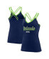 Фото #1 товара Women's College Navy Seattle Seahawks Go For It Strappy Crossback Tank Top