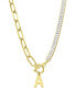 Фото #1 товара 14K Gold-Plated Half Crystal and Half Paperclip Initial Toggle Necklace