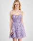Juniors' Printed Bustier Fit & Flare Tulle Dress