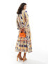 Never Fully Dressed contrast trim maxi dress in sunshine print