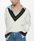 ფოტო #1 პროდუქტის Women's Contrast Trim Sweater