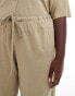 ASOS DESIGN Curve low rise linen look trouser in taupe