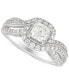 ფოტო #1 პროდუქტის Diamond Princess-Cut Diamond Halo Swirl Engagement Ring (1-1/4 ct. t.w.) in 14k White Gold