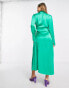 Фото #4 товара Pretty Lavish tie waist shirt midaxi dress in emerald