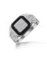 ფოტო #1 პროდუქტის Men's Geometric Micro Pave Halo Square Two Tone White Black CZ Cubic Zirconia Engagement Statement Ring For Men .925 Sterling Silver