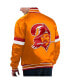 ფოტო #2 პროდუქტის Men's Orange Distressed Tampa Bay Buccaneers Gridiron Classics Home Game Satin Full-Snap Varsity Jacket