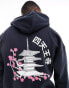 ONLY & SONS boxy fit hoodie with temple print in navy