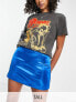 Topshop Tall double seam satin mini skirt in cobalt