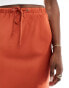 ASOS DESIGN satin bias tie waist maxi skirt in terracotta