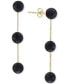 ფოტო #1 პროდუქტის EFFY® Onyx (6mm) Triple Drop Earrings in 14k Gold