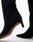 Фото #4 товара Topshop Tara premium suede mid heel pointed knee boot in black suede