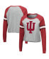 Фото #4 товара Women's Heathered Gray, Cardinal Indiana Hoosiers Decoder Pin Raglan Long Sleeve T-shirt