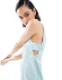 Фото #3 товара ASOS DESIGN satin shift mini dress with tab sides in icy blue