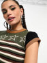 Basic Pleasure Mode astro knitted striped tshirt in brown