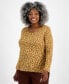 Фото #1 товара Plus Size Printed Scoop-Neck Long-Sleeve Top, Created for Macy's