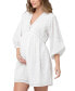 ფოტო #1 პროდუქტის Maternity Valentina Embroidered Long Sleeve White Dress