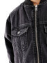 Only denim padded bomber jacket in washed black