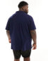 Polo Ralph Lauren Big & Tall logo pocket johnny collar pique polo in navy