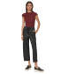 Фото #4 товара Women's Cropped Faux Leather Wide Leg Pants