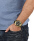 ფოტო #4 პროდუქტის Men's Swiss Chronograph Bold Black Perforated Leather Strap Watch 46mm