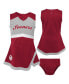 Фото #1 товара Платье для малышей OuterStuff Oklahoma Sooners двухчастное Cheer Captain Crimson, Gray "Cheerleader" с ободком