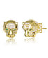 ფოტო #1 პროდუქტის 14k Yellow Gold Plated with Emerald Cubic Zirconia White Enamel Roaring Tiger Head 3D Stud Earrings