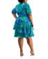 ფოტო #4 პროდუქტის Plus Size Printed Faux-Wrap Ruffle-Hem Dress