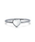 Фото #1 товара Tiny Minimalist Blank Plain Flat Heart Shape Signet Ring For Teen For Women .925 Sterling Silver