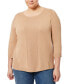 Фото #1 товара Plus Size Ribbed Round-Hem 3/4-Sleeve Sweater